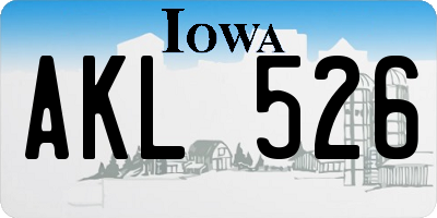 IA license plate AKL526