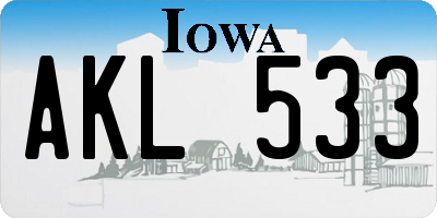 IA license plate AKL533