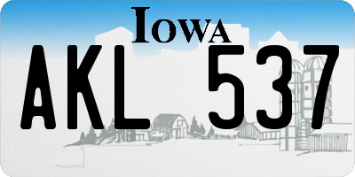 IA license plate AKL537