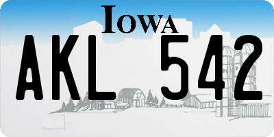IA license plate AKL542