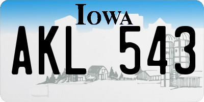 IA license plate AKL543