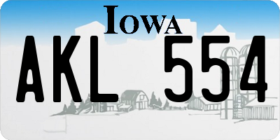 IA license plate AKL554
