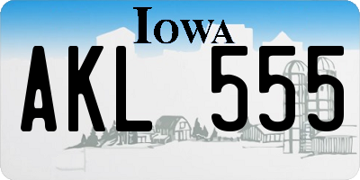 IA license plate AKL555