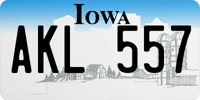 IA license plate AKL557