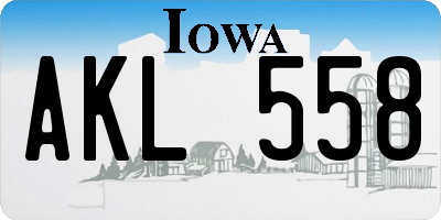 IA license plate AKL558