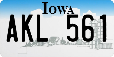 IA license plate AKL561