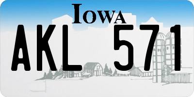 IA license plate AKL571