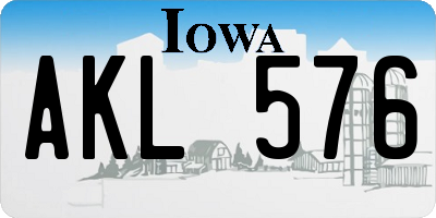 IA license plate AKL576
