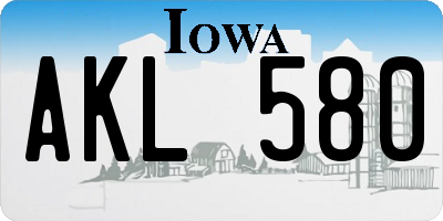 IA license plate AKL580