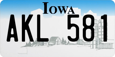 IA license plate AKL581