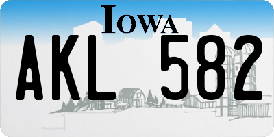 IA license plate AKL582