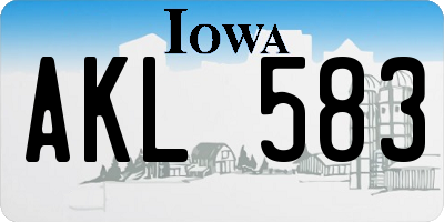 IA license plate AKL583