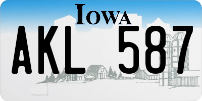 IA license plate AKL587