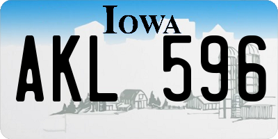 IA license plate AKL596