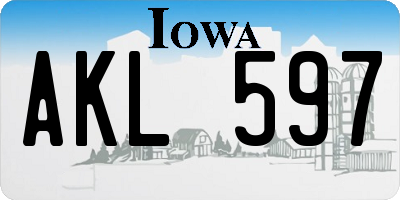 IA license plate AKL597