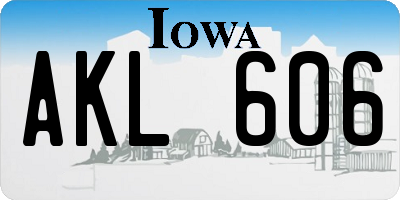 IA license plate AKL606