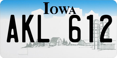 IA license plate AKL612