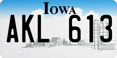 IA license plate AKL613