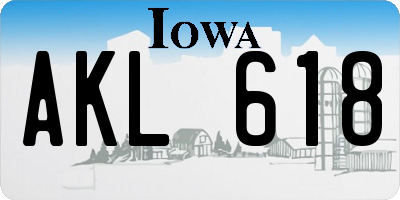 IA license plate AKL618