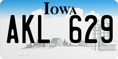 IA license plate AKL629