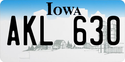 IA license plate AKL630