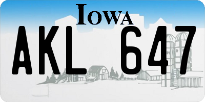 IA license plate AKL647