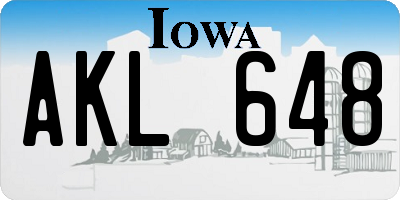 IA license plate AKL648