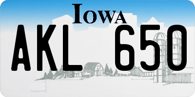IA license plate AKL650