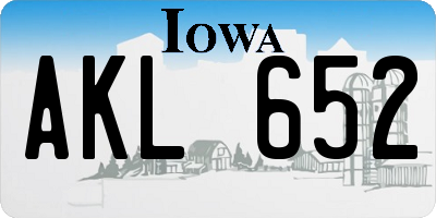 IA license plate AKL652