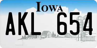 IA license plate AKL654