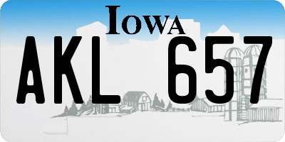 IA license plate AKL657