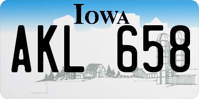 IA license plate AKL658