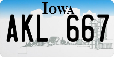 IA license plate AKL667