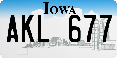 IA license plate AKL677