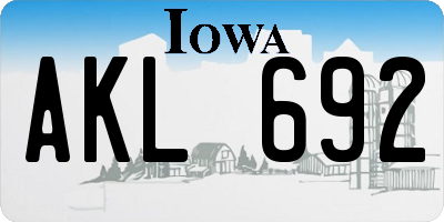 IA license plate AKL692