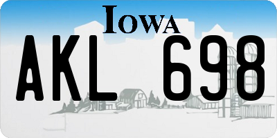 IA license plate AKL698