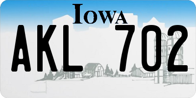 IA license plate AKL702