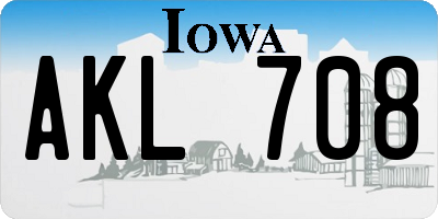 IA license plate AKL708