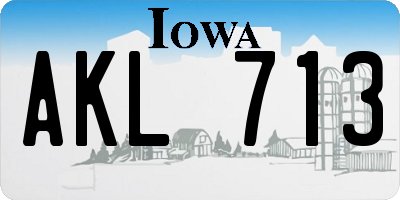 IA license plate AKL713