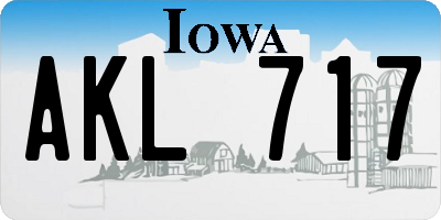 IA license plate AKL717