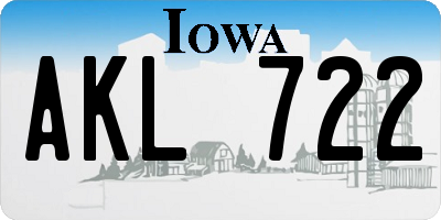 IA license plate AKL722