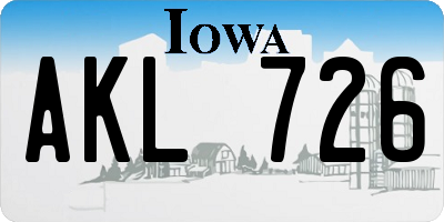 IA license plate AKL726