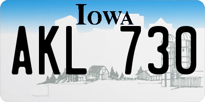 IA license plate AKL730