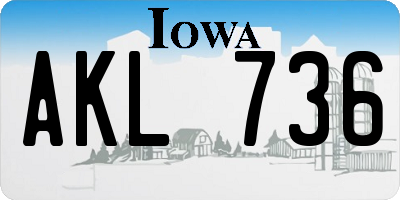 IA license plate AKL736