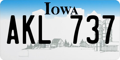 IA license plate AKL737