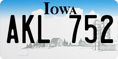 IA license plate AKL752