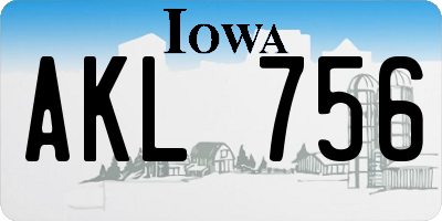 IA license plate AKL756