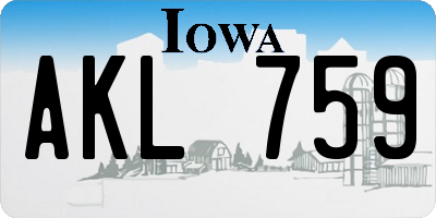 IA license plate AKL759