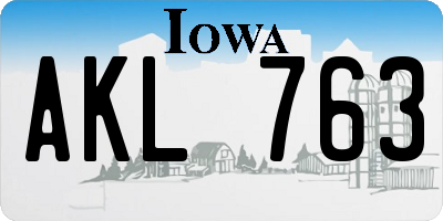 IA license plate AKL763