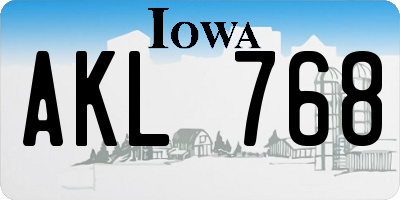 IA license plate AKL768